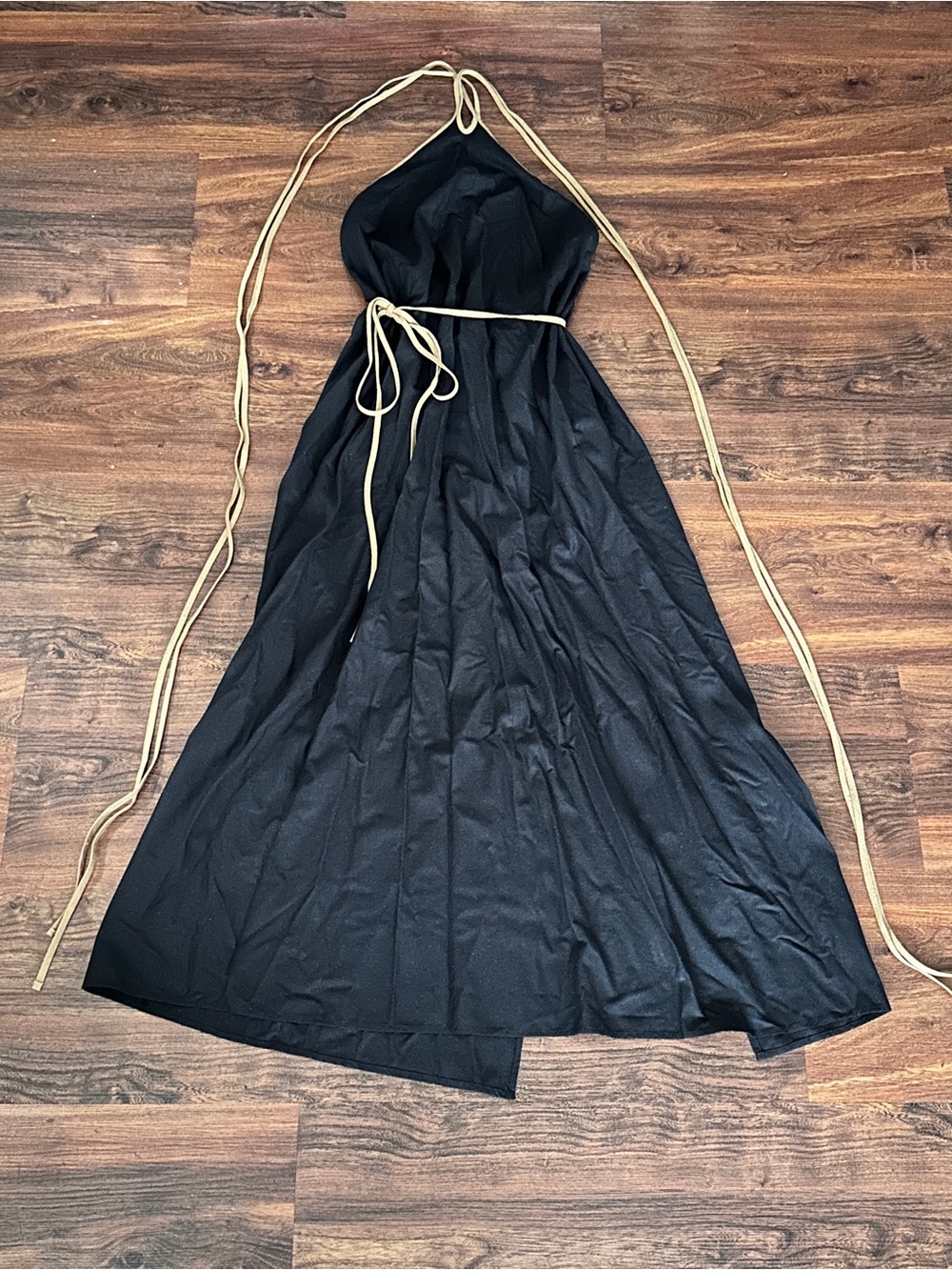 Baserange Raw Silk Ligo Dress black and tan